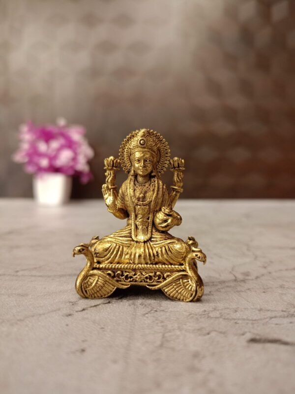 Brass Fine Art Lakshmi Peacock Base Idol