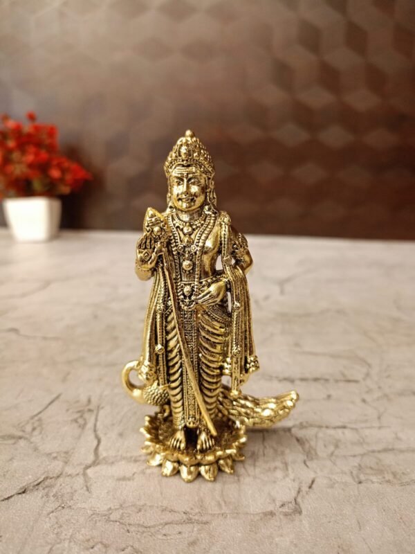 Brass Fine Art Lord Murugan Lotus Base Idol