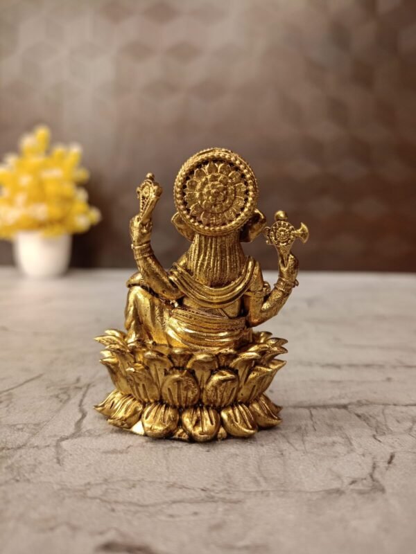 Buy Brass Fine Art Lotus Ganesha Idol  Antique Finish Handicraft at Manufacturer Price Kumbakonam , India | 100% Pure Brass Idols Wholesale Supplier and Dealer, Tamil Nadu - Image 4
