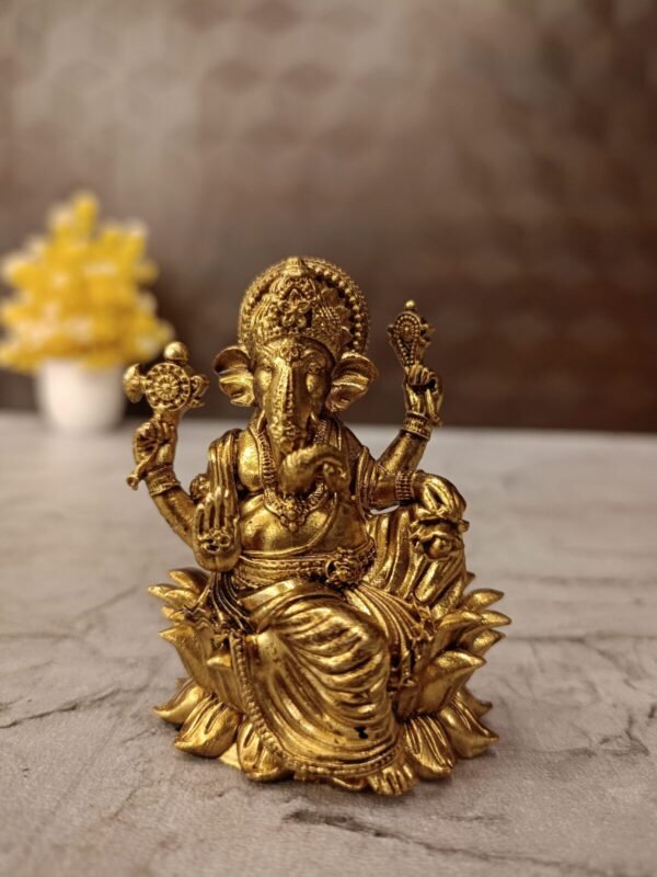 Brass Fine Art Lotus Ganesha Idol