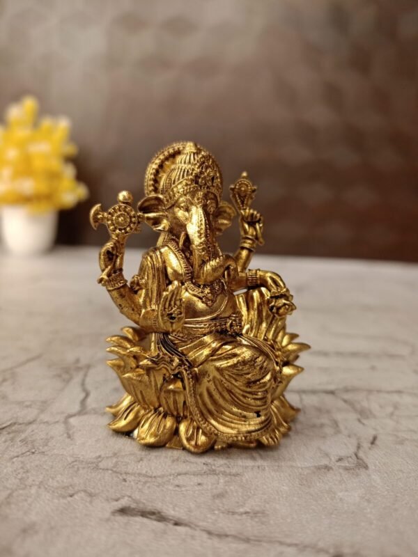 Buy Brass Fine Art Lotus Ganesha Idol  Antique Finish Handicraft at Manufacturer Price Kumbakonam , India | 100% Pure Brass Idols Wholesale Supplier and Dealer, Tamil Nadu - Image 2