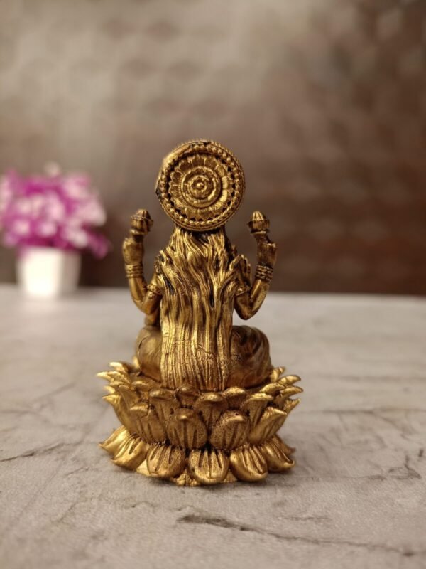 Buy Brass Fine Art Lotus Lakshmi Idol Antique Finish Handicraft at Wholesale Price Coimbatore, India | 100% Pure Brass Idols Manufacturer Tamil Nadu, India - Image 3