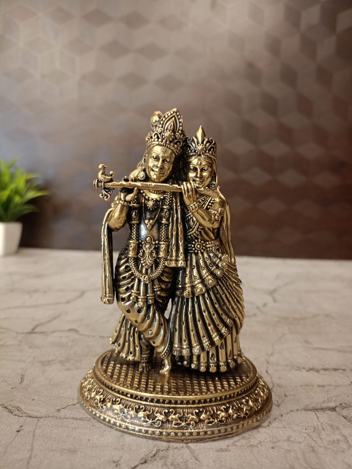 Buy Brass Fine Art Radha Krishna Idol Antique Finish Handicraft at Wholesale Price Palaghat, India