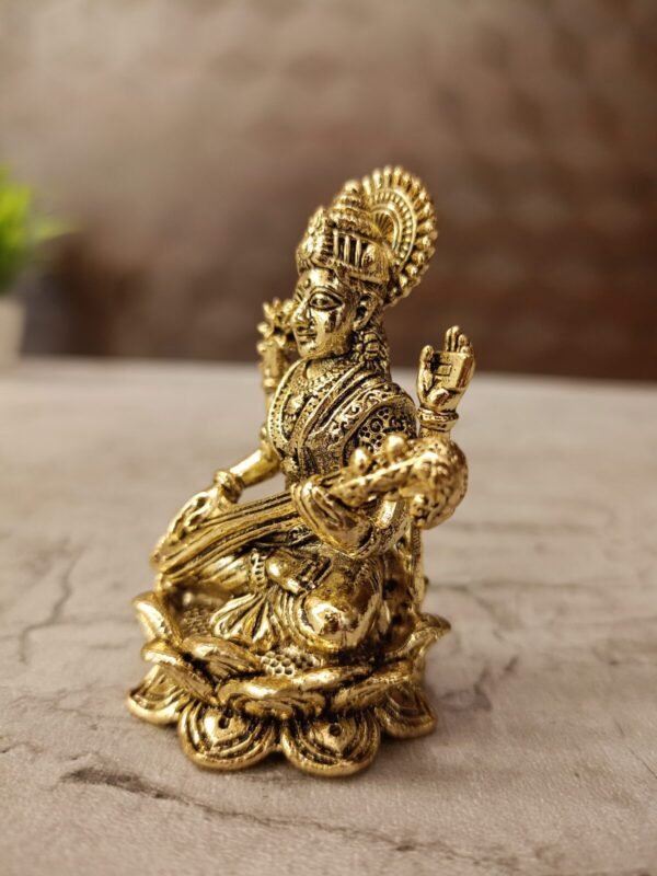 Buy Brass Fine Art Saraswathi idol Antique Finish Handicraft at Manufacturer Price Bangalore, India | 100% Pure Brass Idols Wholesale Supplier and Dealer Karnataka , India - Image 2