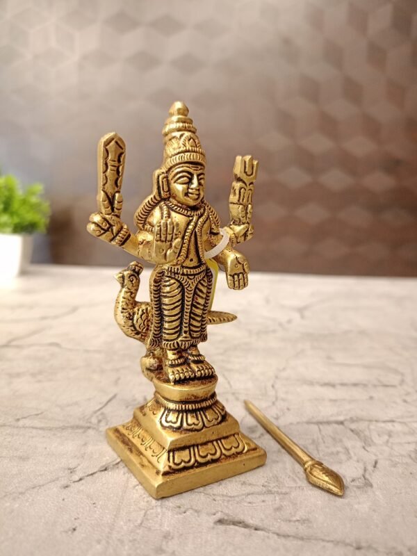 Buy Brass Lord Murugan Idol Antique Finish Handicraft at Wholesale Price Thanjavur, India | 100% Pure Brass Idols Manufacturer Tamil Nadu - Image 2