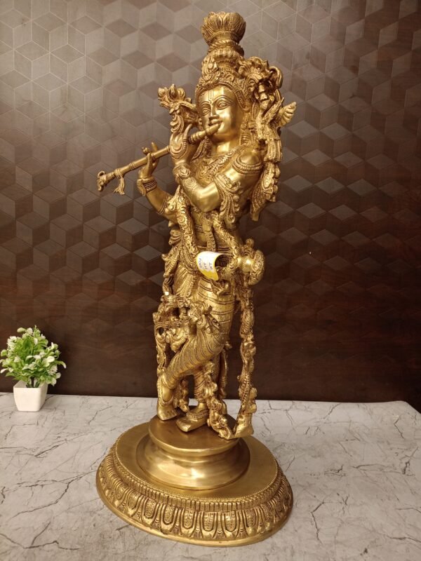 Buy Brass Krishna Idol Antique Finish Wholesale Price Bangalore, India | 100% Pure Brass Idols Manufacturer and Supplier Karnataka - Image 2