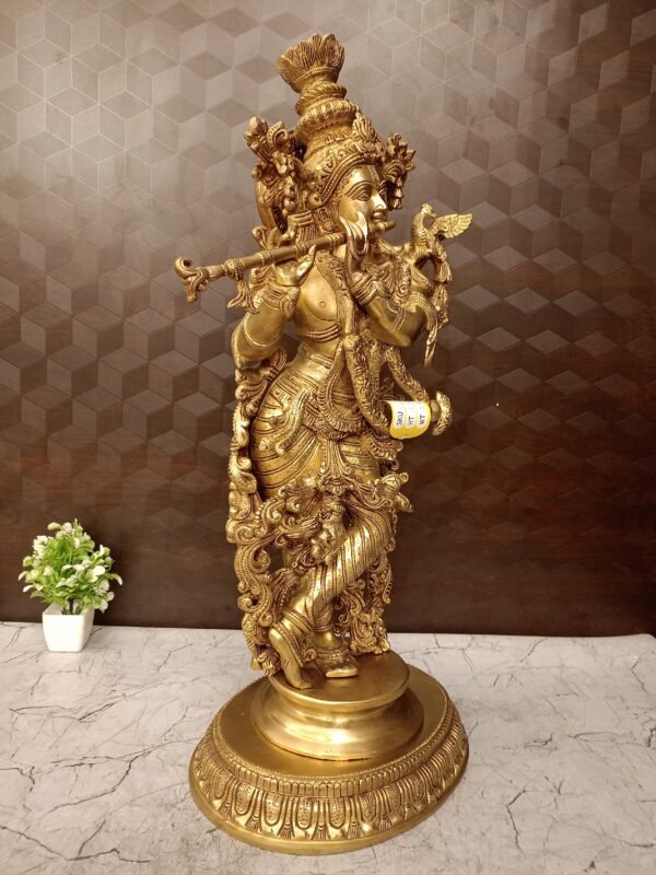 Buy Brass Krishna Idol Antique Finish Wholesale Price Bangalore, India | 100% Pure Brass Idols Manufacturer and Supplier Karnataka - Image 4