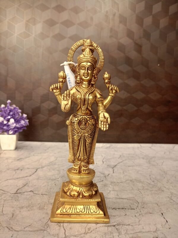 Brass Standing Lakshmi Idol
