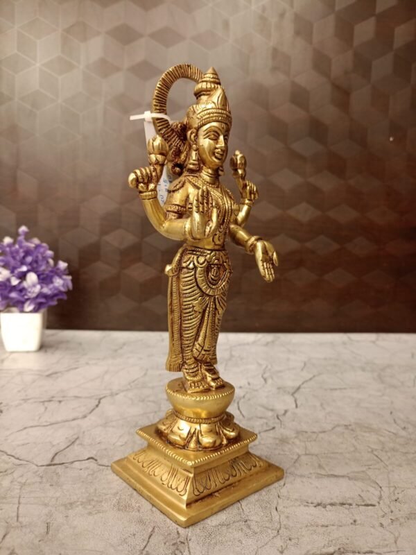Buy Brass Standing Lakshmi Idol Antique Finish Wholesale Price Bangalore, India | 100% Pure Brass Idols Manufacturer and Supplier Karnataka - Image 2