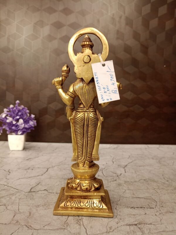 Buy Brass Standing Lakshmi Idol Antique Finish Wholesale Price Bangalore, India | 100% Pure Brass Idols Manufacturer and Supplier Karnataka - Image 3