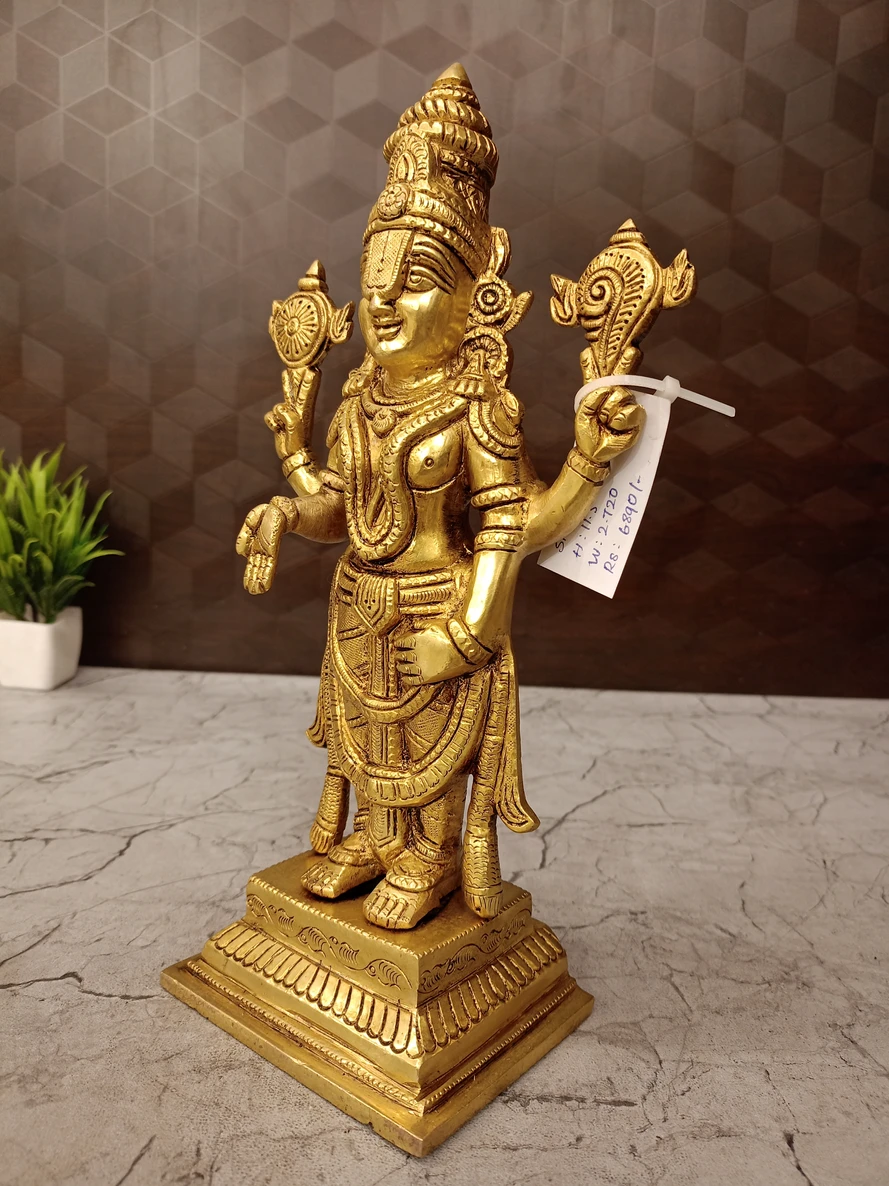Brass Balaji Idol 11.5" Wholesale Dealer Jaipur India 100% Pure Brass Idols at Best Price - Image 4