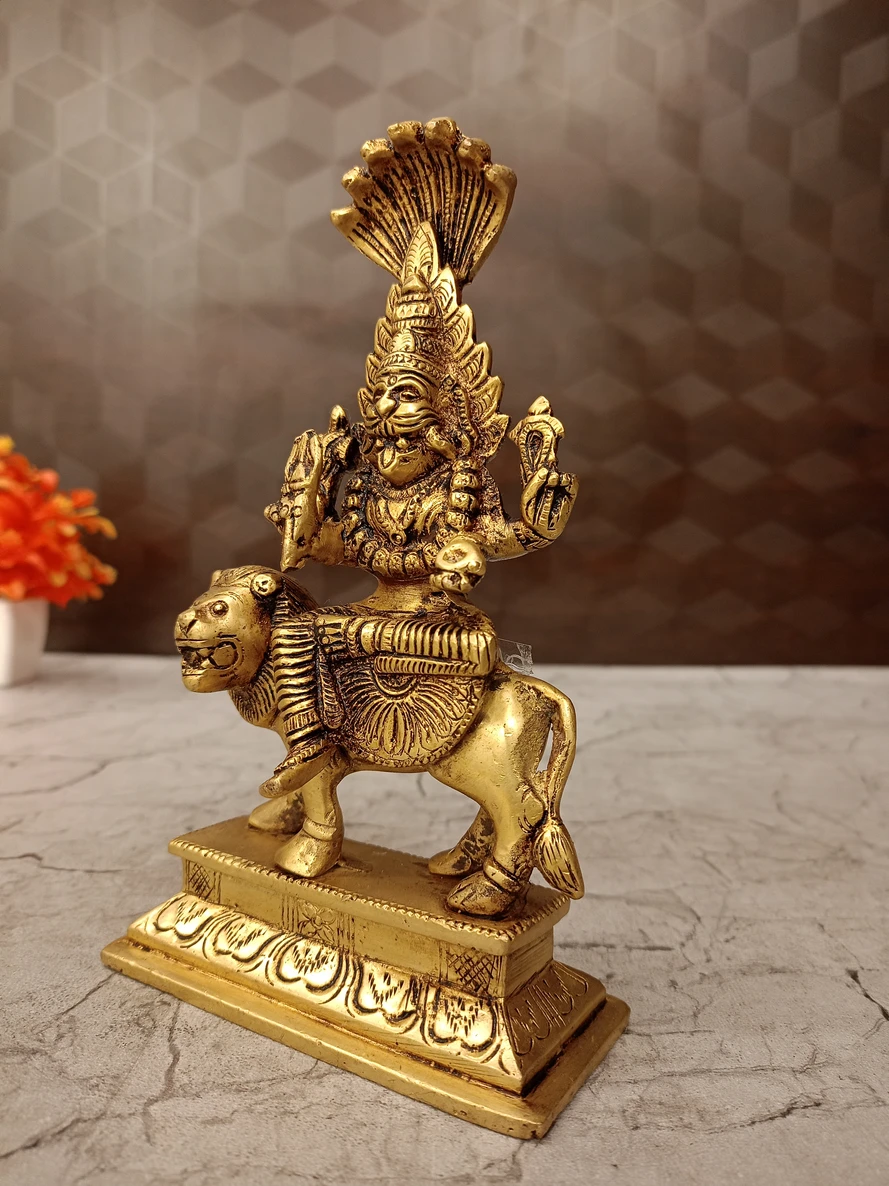 Brass Prathyangira devi Idol 7" - Image 4