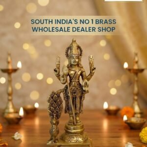 Antique Finish Brass Murugan Idol with Peacock 14 Inch