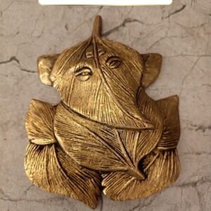 Antique Brass Leaf Ganesha Wall Hanging 6 Inch