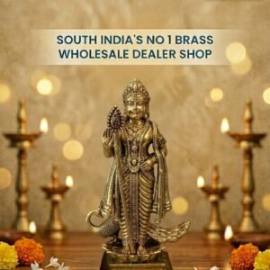 Premium Brass Murugan Statue on Lotus 6 Inch
