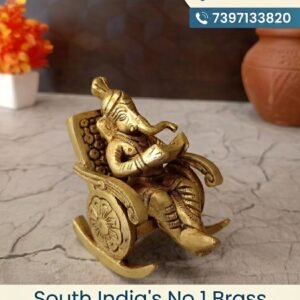 Brass Chair Ganesha Idol 3 Inch