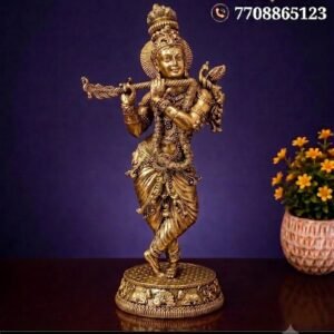 Brass Fine Art Lord Krishna Idol 10 Inch