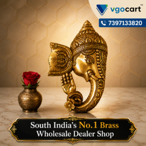 Brass Ganesha Face Wall Mount 11 Inch | Antique Brass Ganpati Wall Mount for Home Entrance & Décor