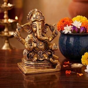 Brass Ganesha Idol Well Designed 3 Inch