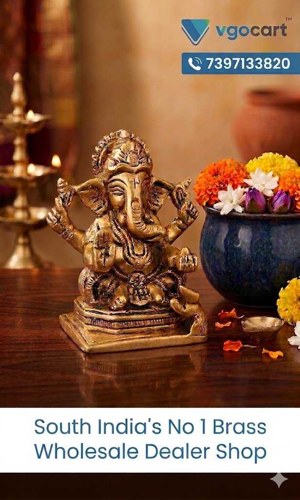 Brass Ganesha Idol Well Designed 3 Inch