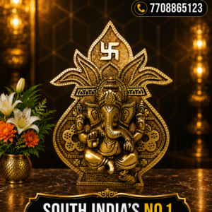 Brass Ganesha Wall Mount with Kumbam 9.5 Inch