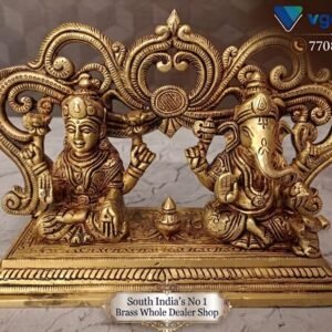 Brass Lakshmi Ganesha Idol with Decorative Arch 6 Inch