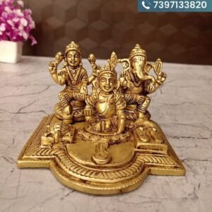 Brass Lakshmi Kuberar Ganesha with Tortoise Idol 3.5 Inch