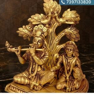 Brass Radha Krishna Tree Idol 7.5 Inch