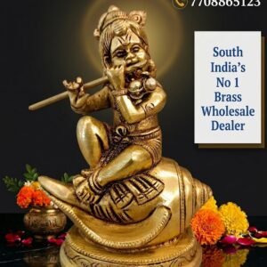Brass Sangu Krishna Idol 5 Inch