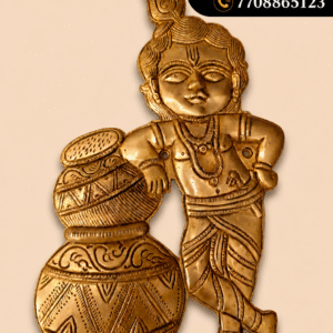 Brass Wall Mount Pot Krishna Idol 10 Inch