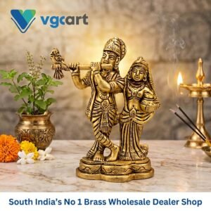 Elegant Brass Radha Krishna Idol 5 Inch