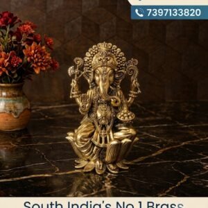 brass lotus ganesha idol