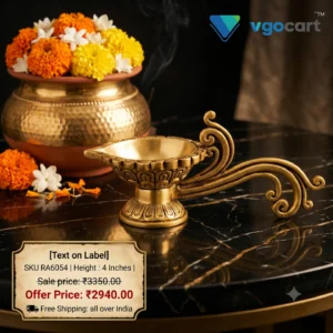 Brass Aarathi Deepam With Peacok Handle 4″