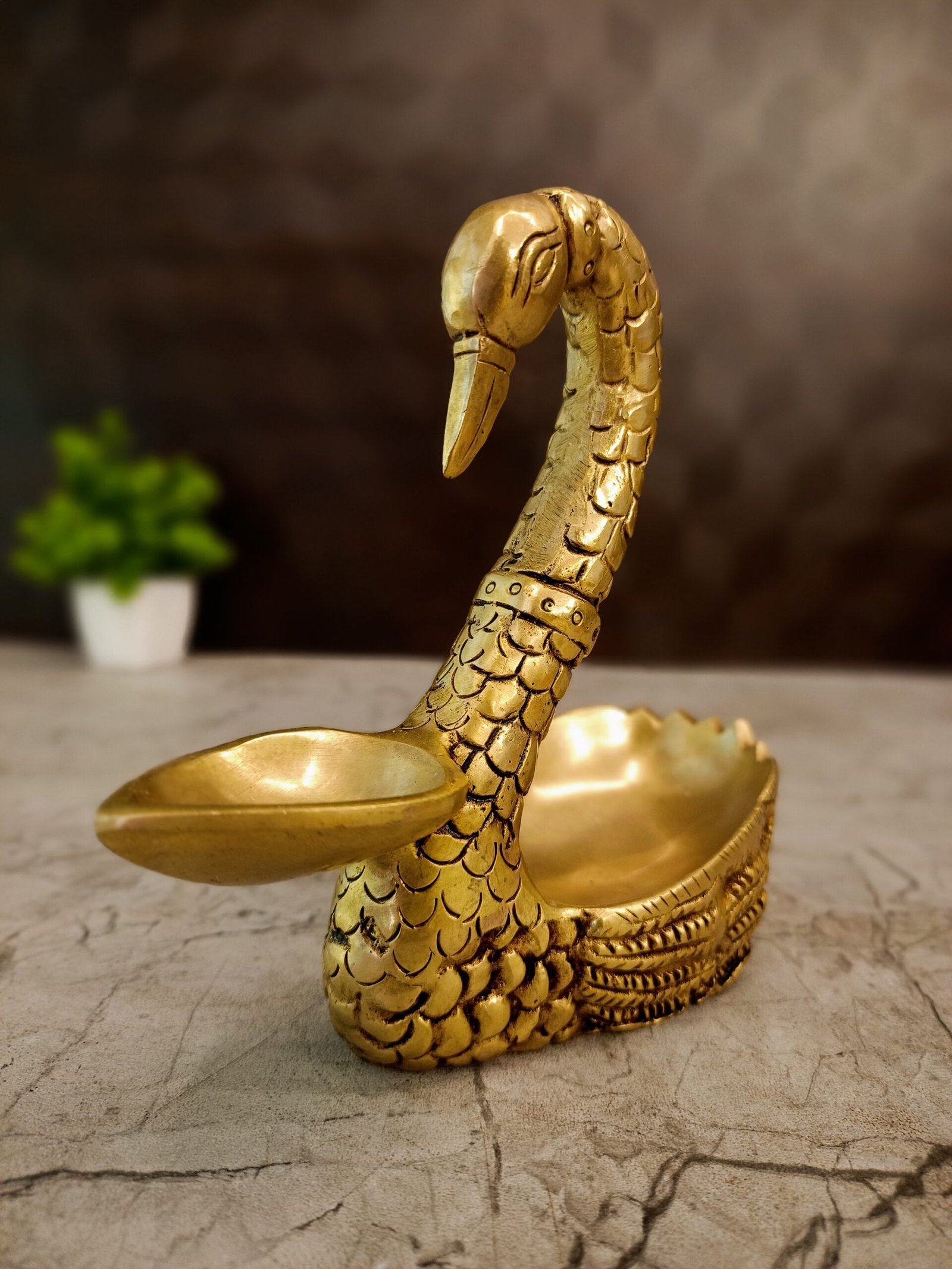Brass Swan Diya – 5.5” - Image 3