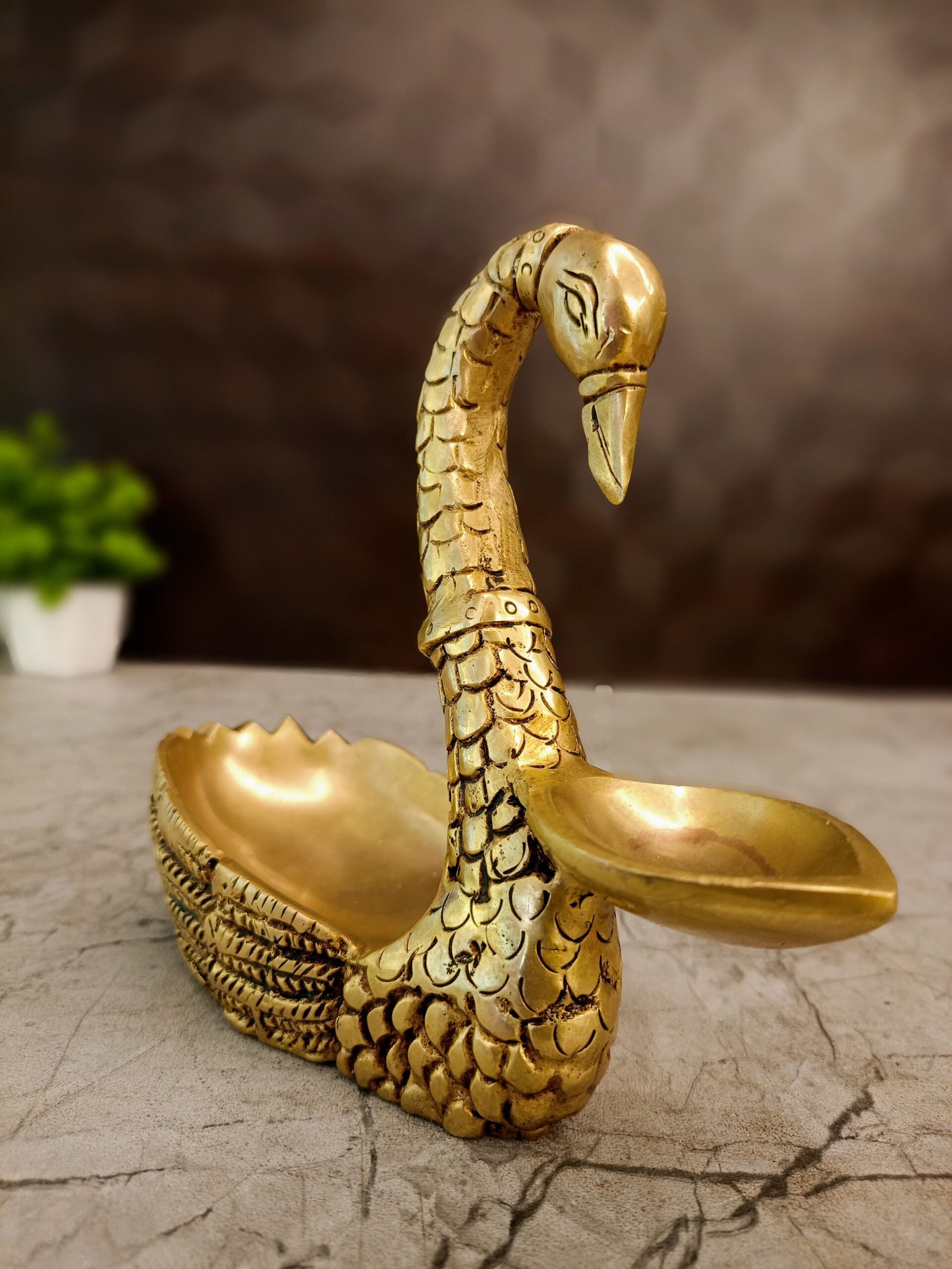 Brass Swan Diya – 5.5” - Image 2
