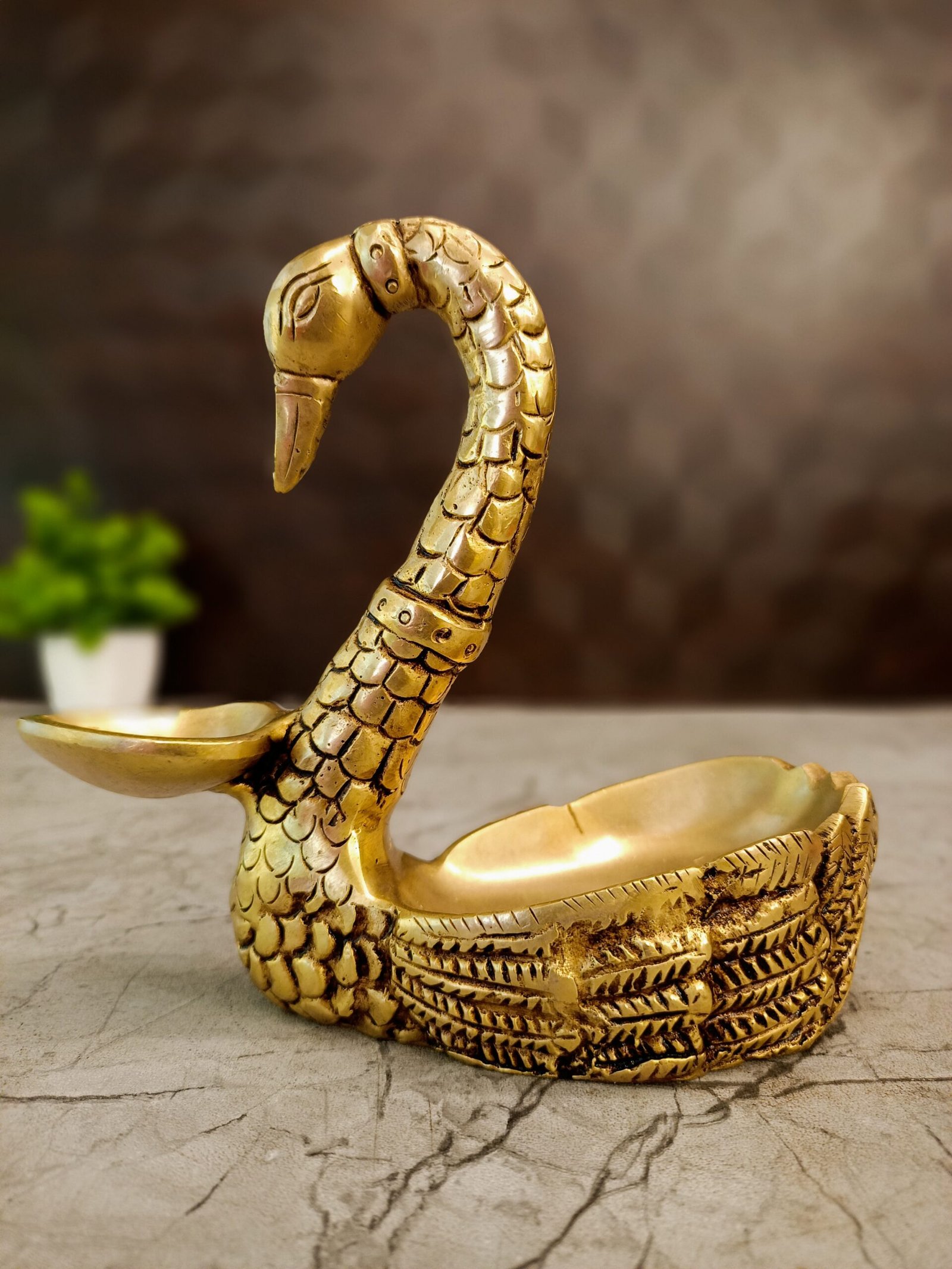 Brass Swan Diya – 5.5”