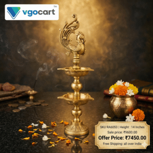 Brass Five Face Two Layer Annam Kuthuvilakku – 14′
