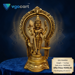 Brass Murugan Idol With Thiruvachi – 7”