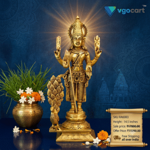 Brass Murugan With Peacock On Square Base – 14.5”