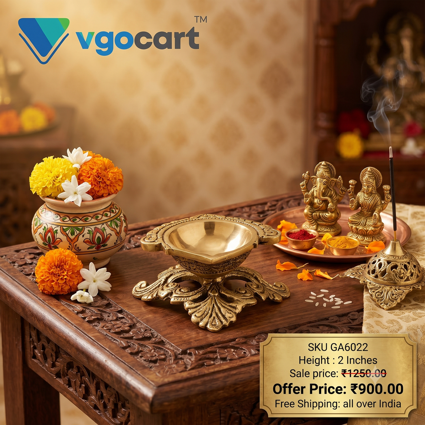 Brass Agal Diya Designer Base 2″