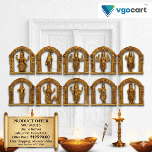 Brass Dhasavatharam Set Wall Mount – 6”