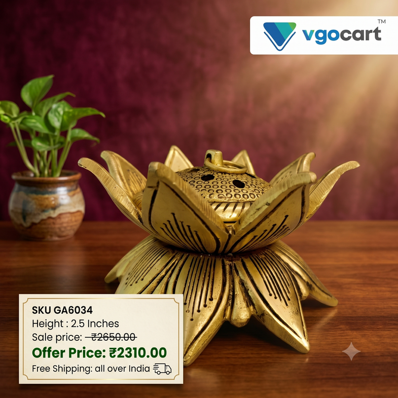 Brass Lotus Dhoop Holder 2.5″