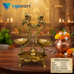 Brass Two Face Diya With Peacock – 7”