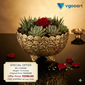 Brass Flower Bowl Oval Base Big 7.5”