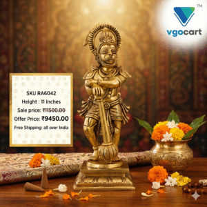 Brass Hanuman Standing Idol – 11”