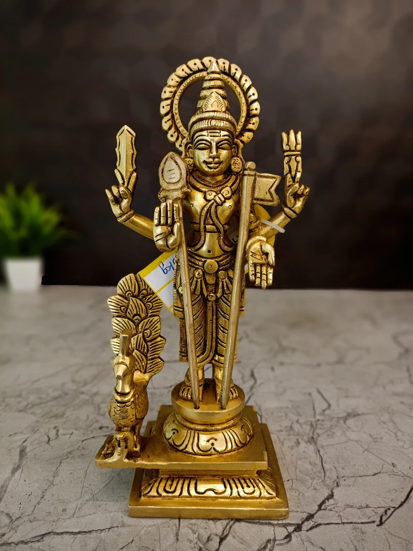Brass Murugan Idol 9.5″ - Image 5