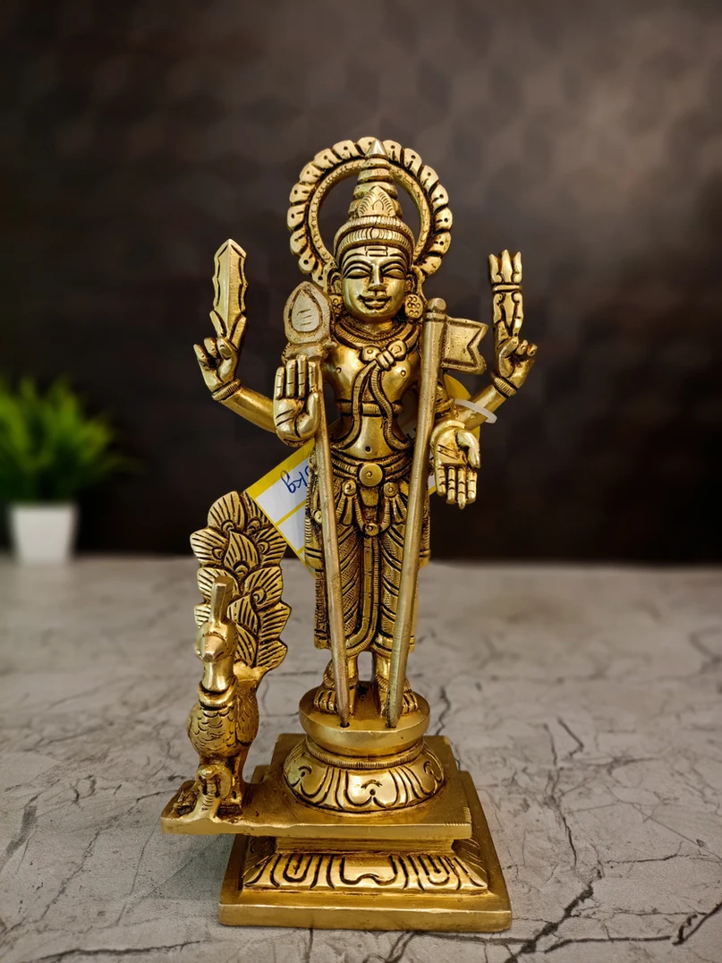 Brass Murugan Idol 9.5″ - Image 4