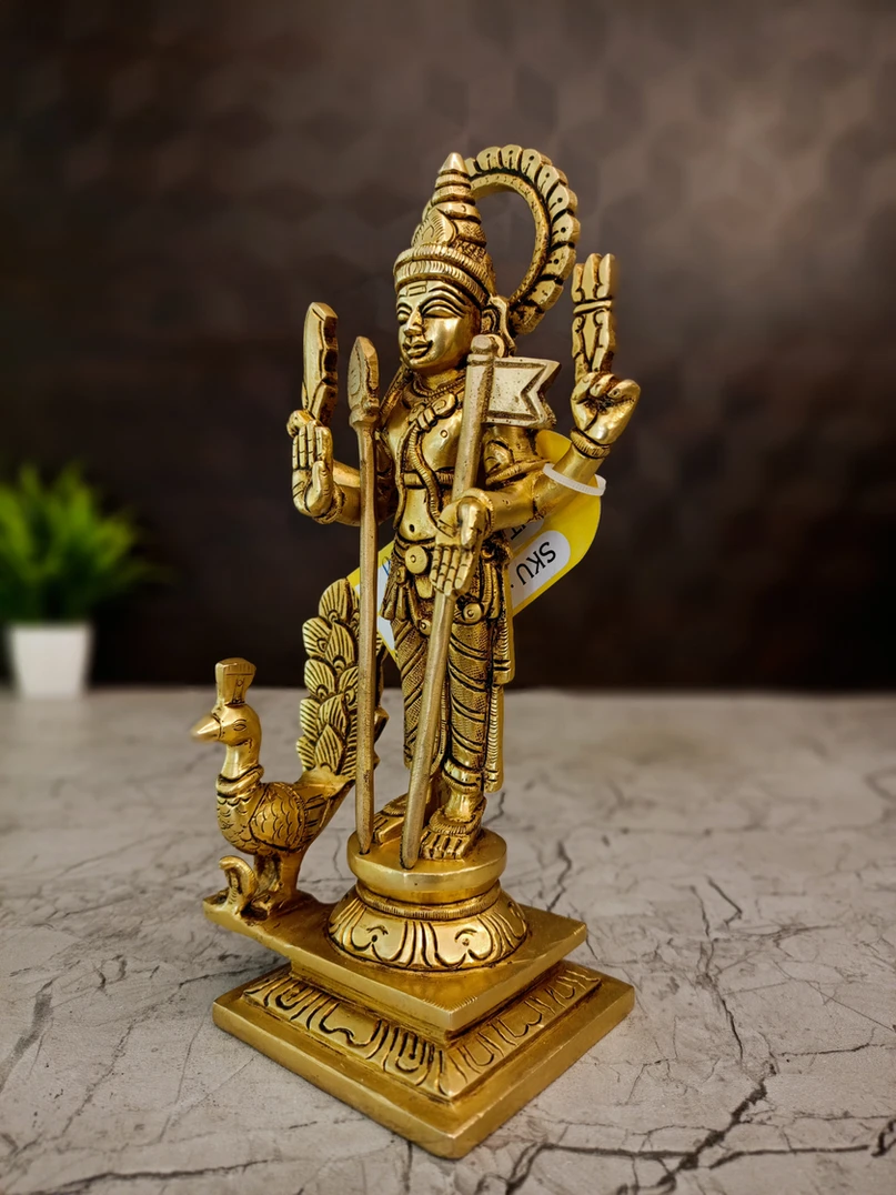 Brass Murugan Idol 9.5″ - Image 2