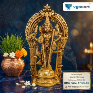 Brass Thiruchendoor Murugan With Thiruvachi – 10”