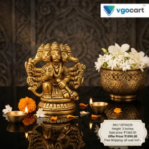 Brass Panchamuga Hanuman Idol 3"